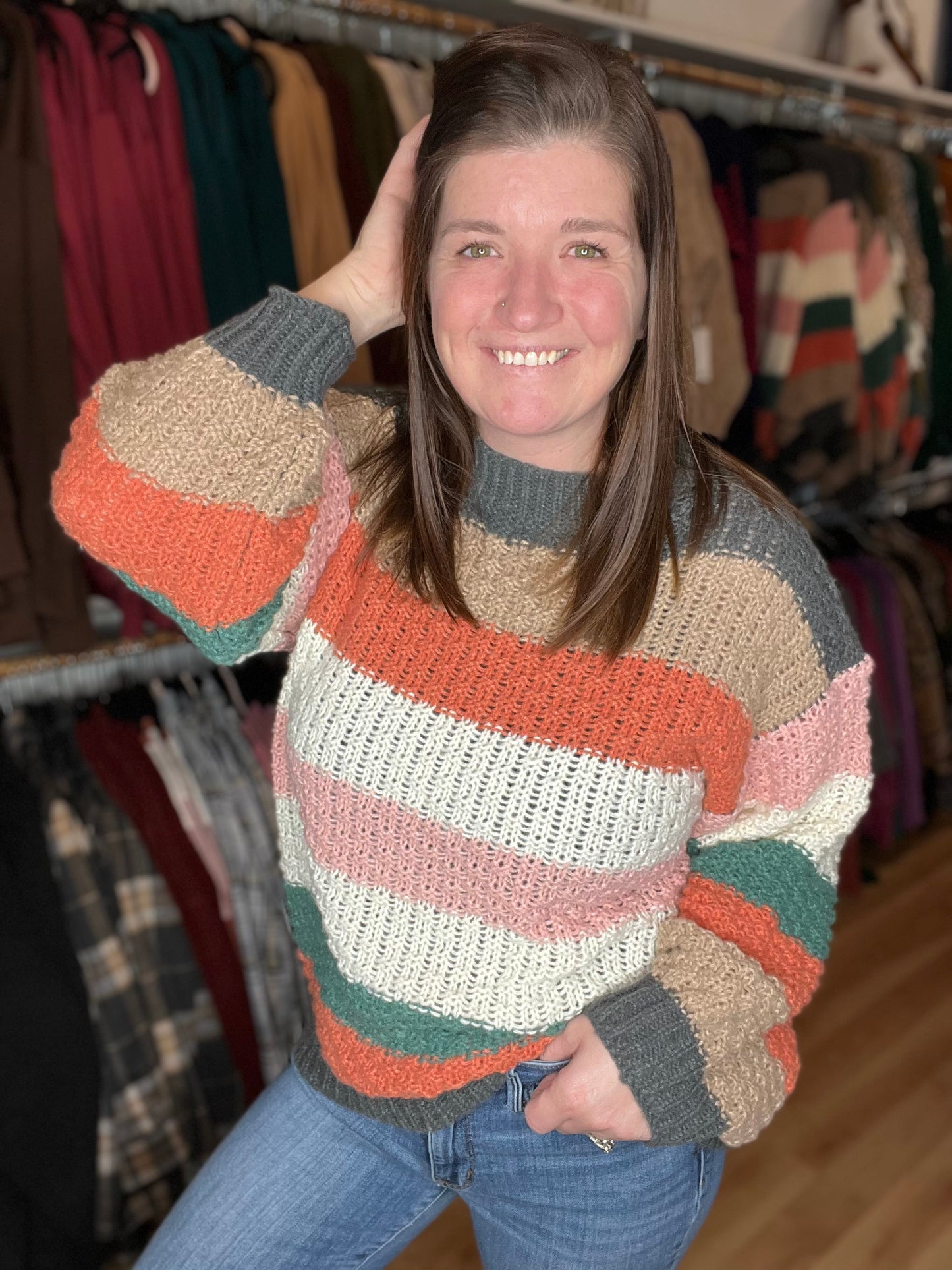 Striped Color Block Chunky Sweater *Final Sale*