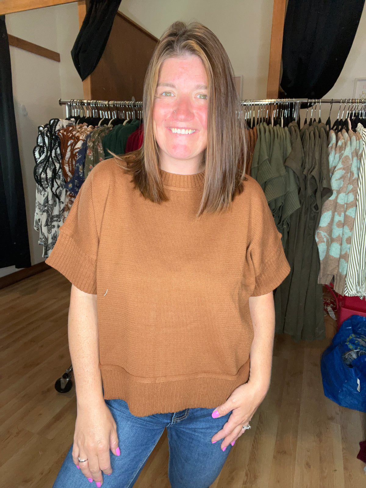 Ribbed Drop Sleeve Sweater