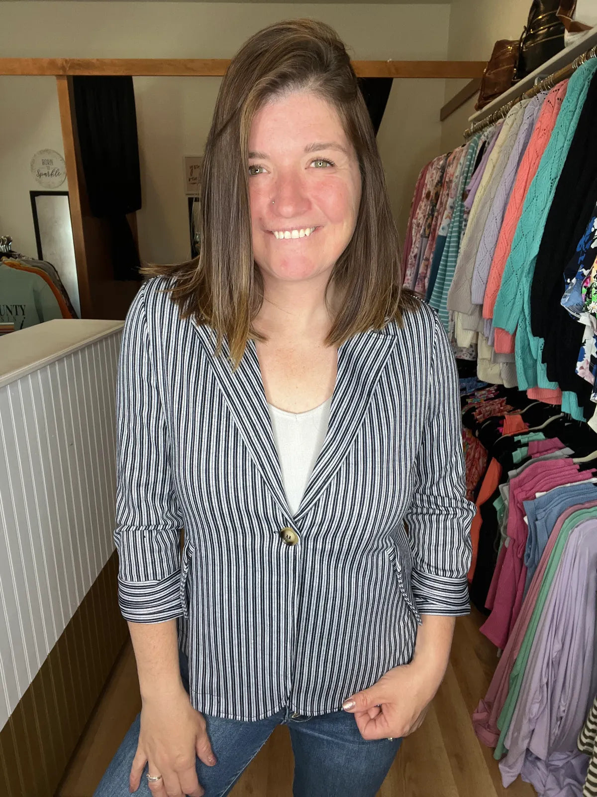 Navy Striped Blazer *Final Sale*