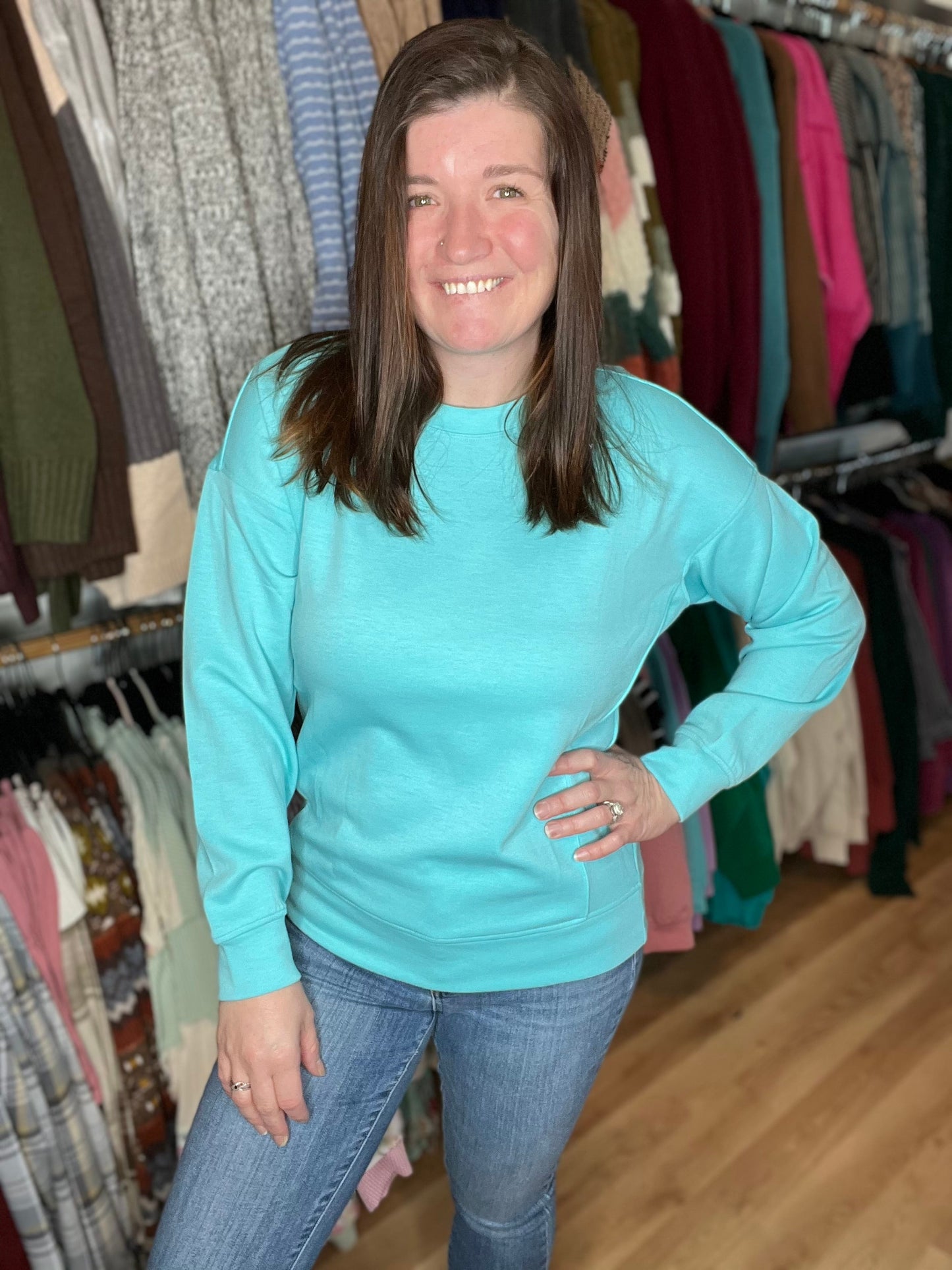 Round Neck Scuba Sweatshirt *Final Sale*