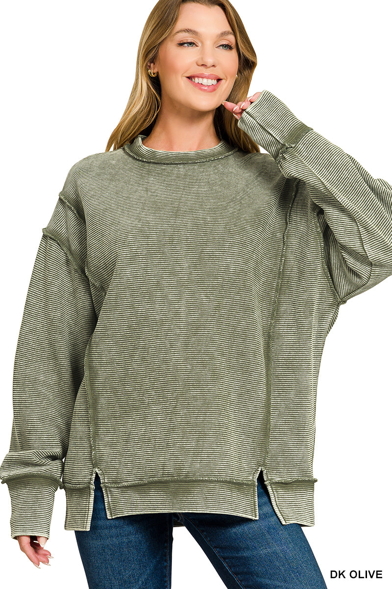 Vintage Wash Ribbed Pullover