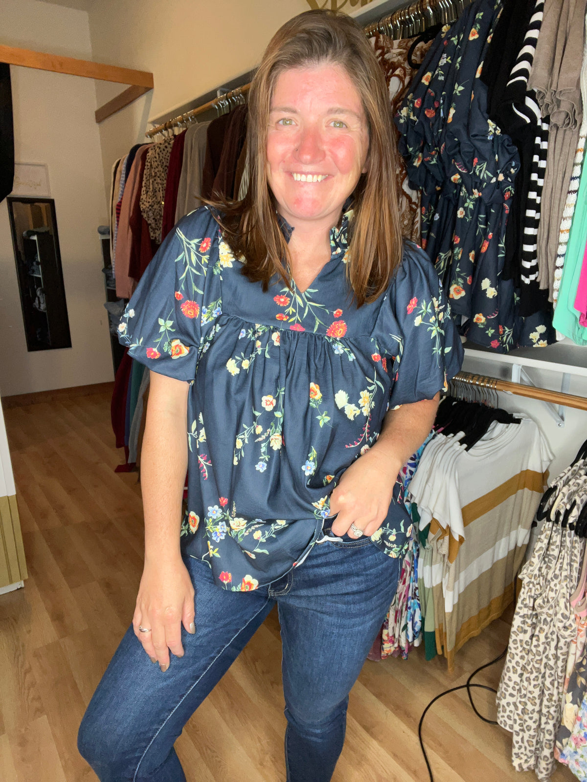 Midnight Meadow Floral Blouse