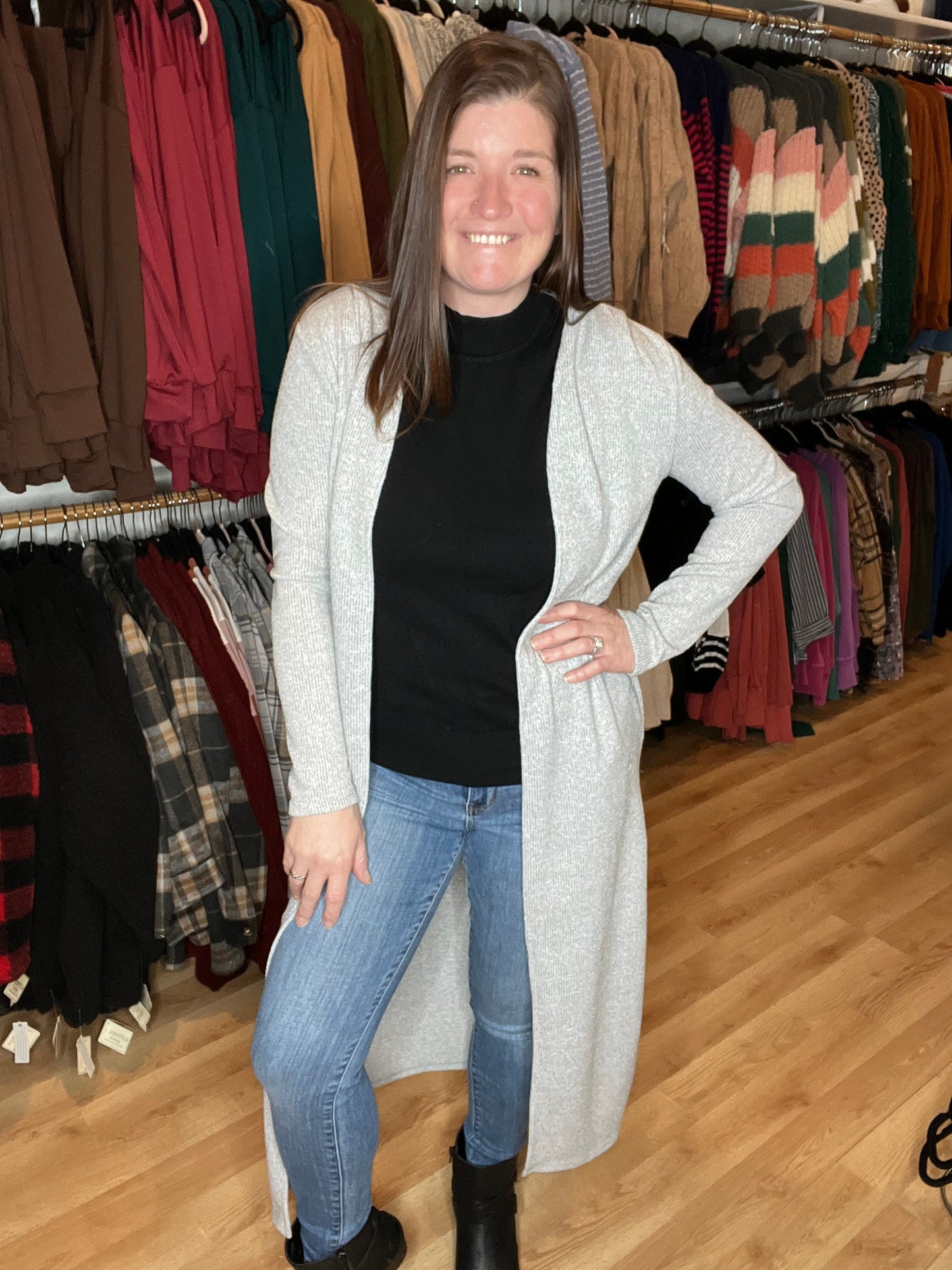 Long Sleeve Two Tone Hacci Duster Cardigan *Final Sale*