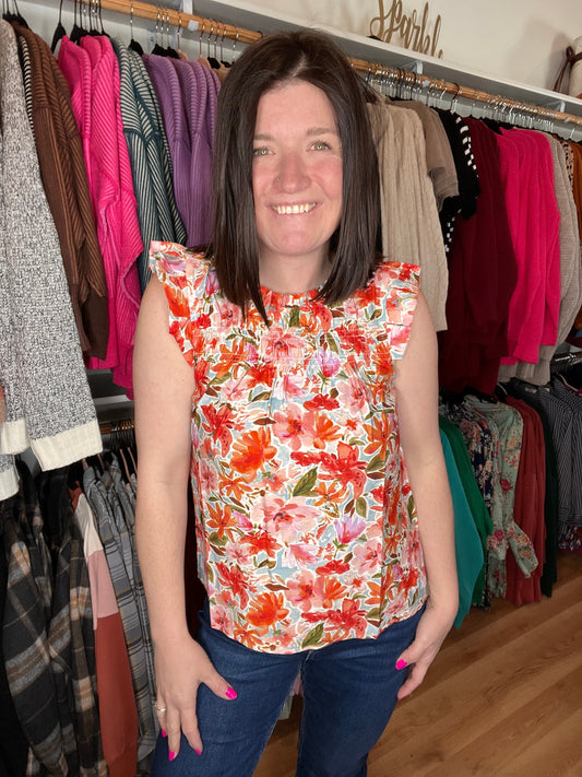 Sunset Bloom Smocked Top