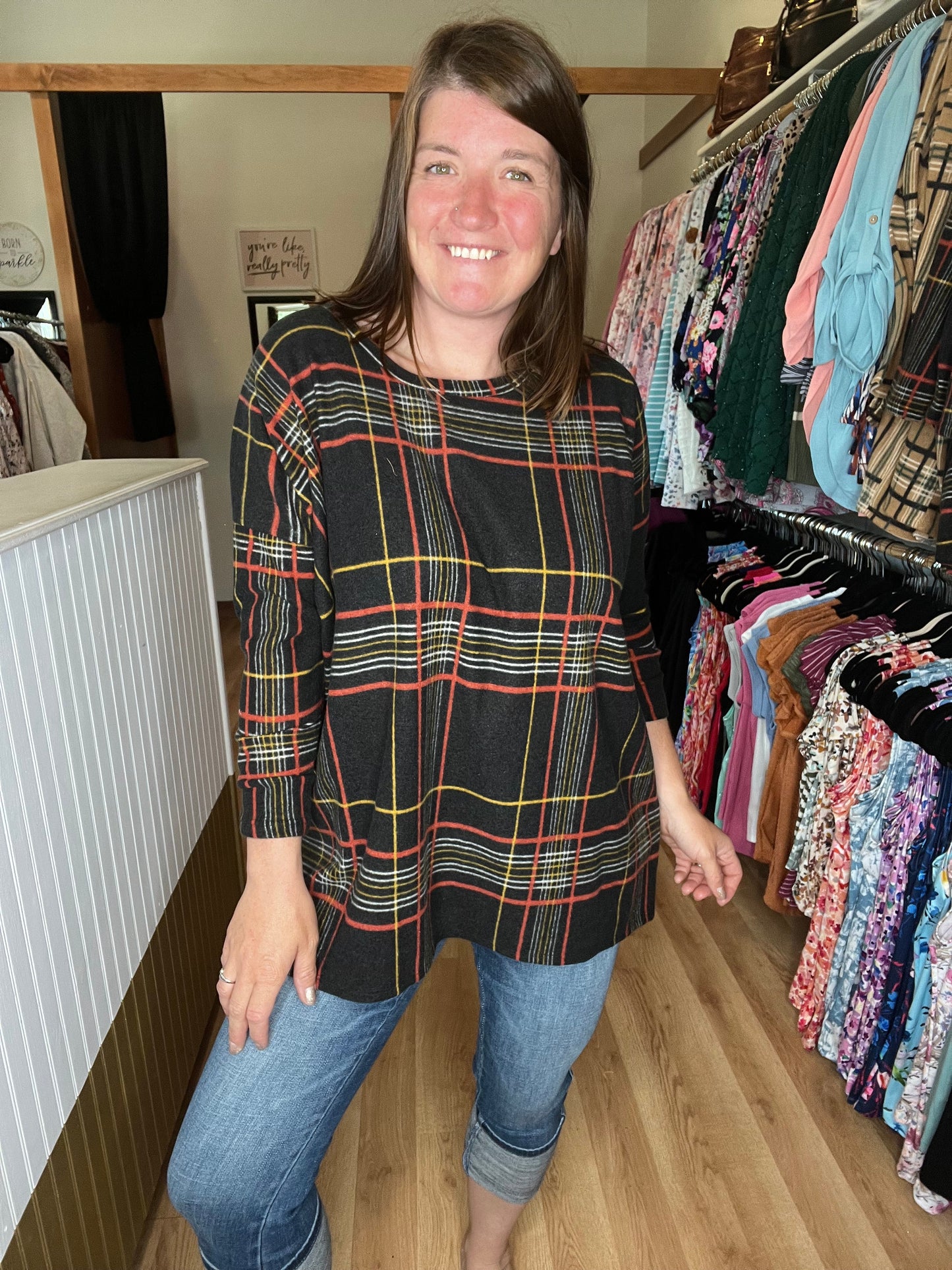 Violet Checkered Tunic *Final Sale*