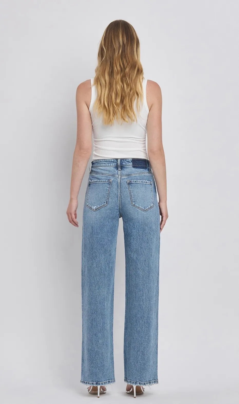 90's Super High Rise Medium Wash Wide Jeans