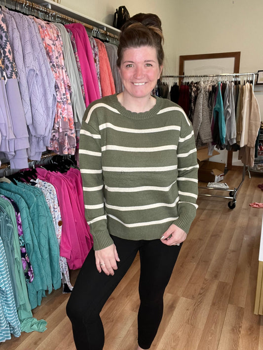 Scalloped Striped Sweater *Final Sale*