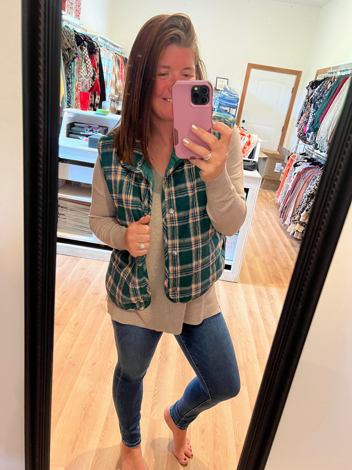 Fireside Quilted Plaid Puffer Vest