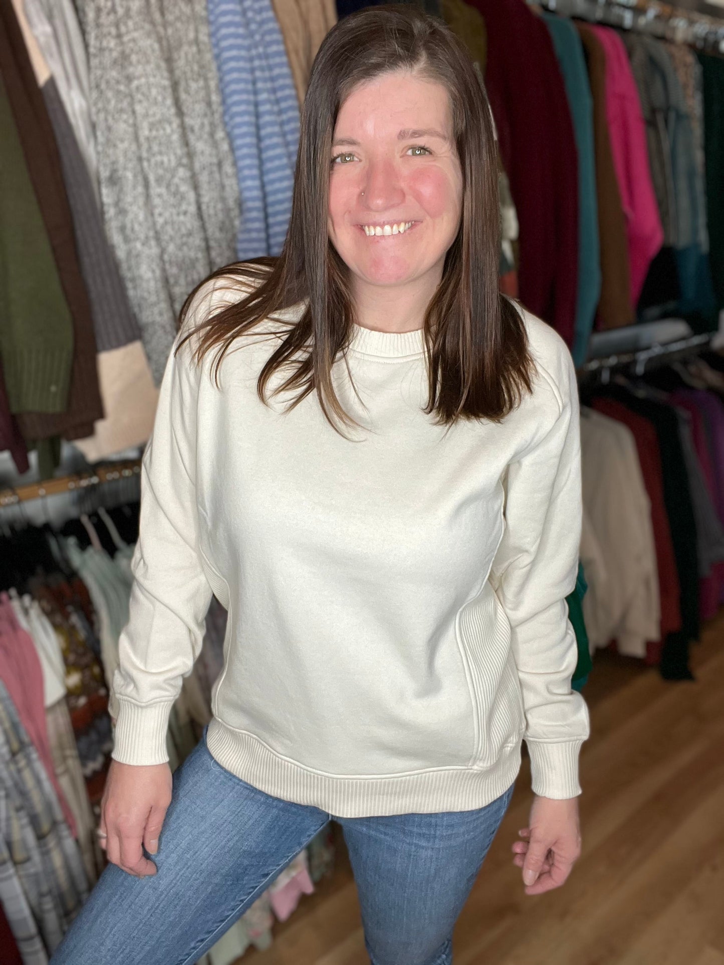 Fleece Ribbed Side Raglan Sweatshirt *Final Sale*
