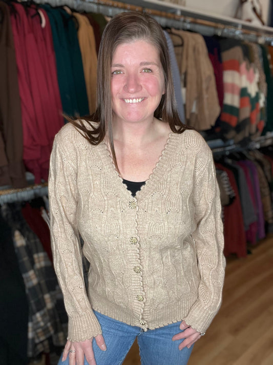 V-Neck Golden Button Up Cardigan
