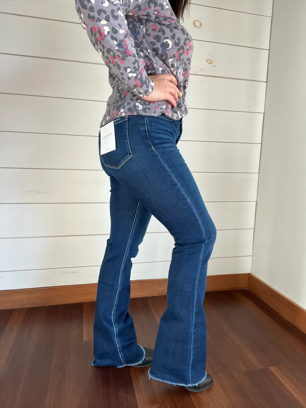 Vervet High Rise Raw Hem Bootcut Medium/Dark Denim