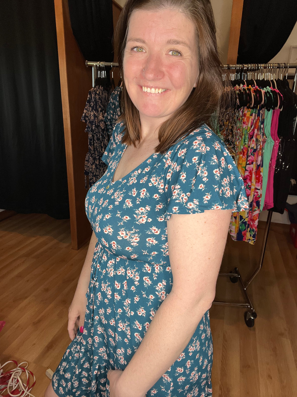 Sage Blossom Button Dress