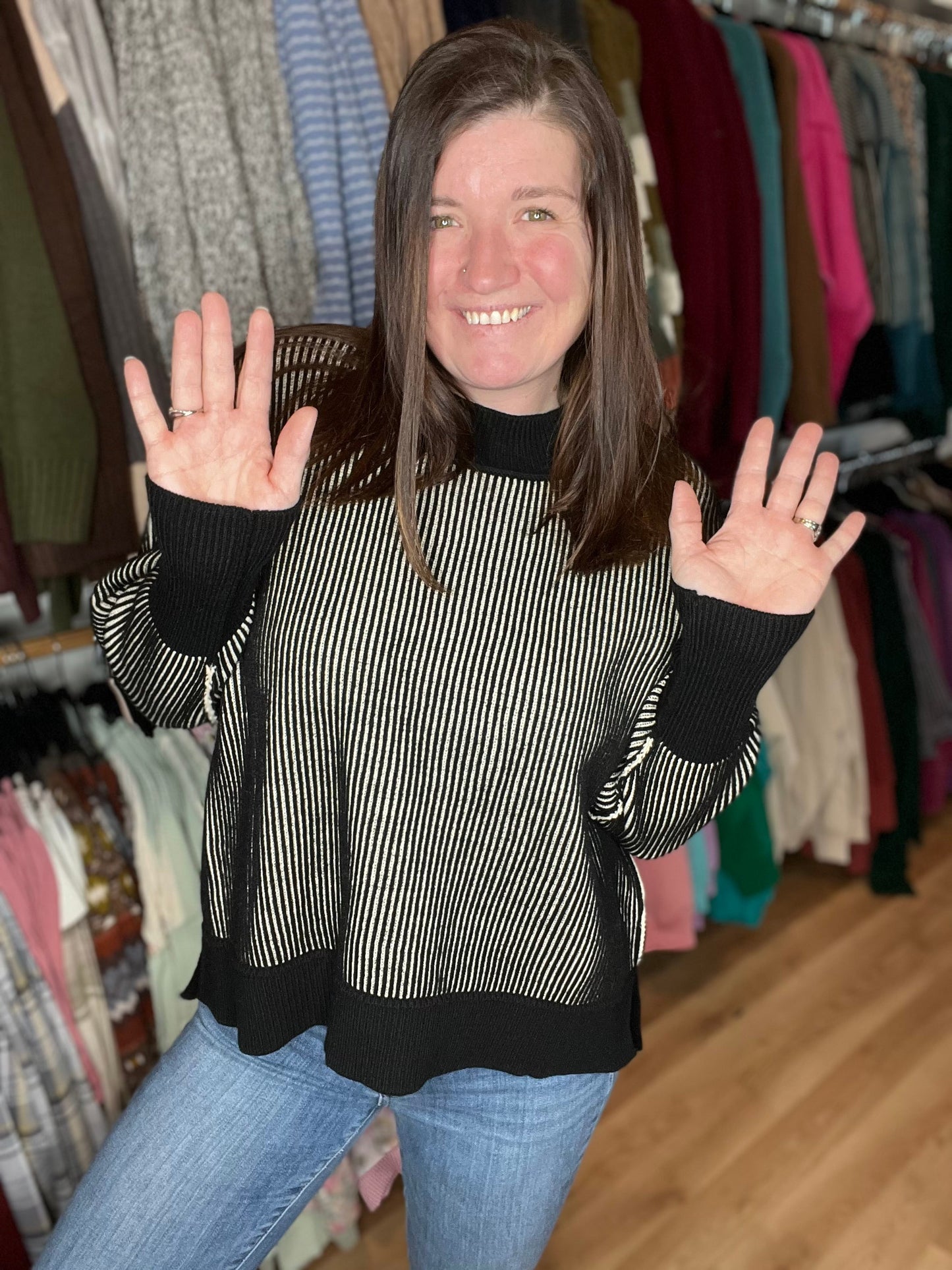 Exposed Seam Two Tone Sweater *Final Sale*