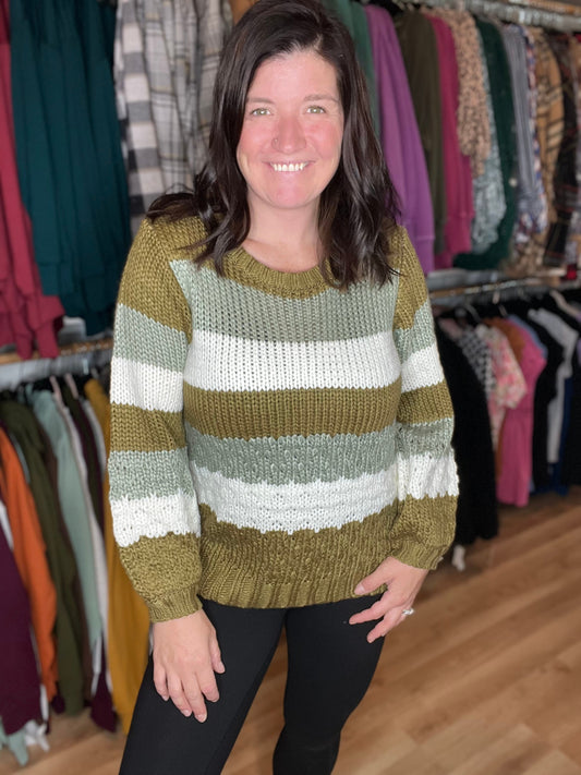 Olive & Sage Texture Knitted Sweater *Final Sale*