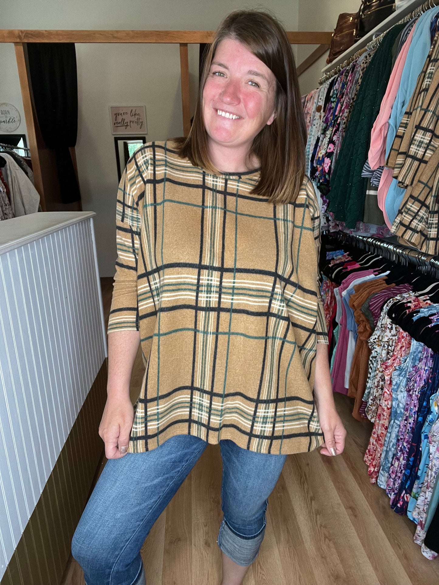 Violet Checkered Tunic *Final Sale*