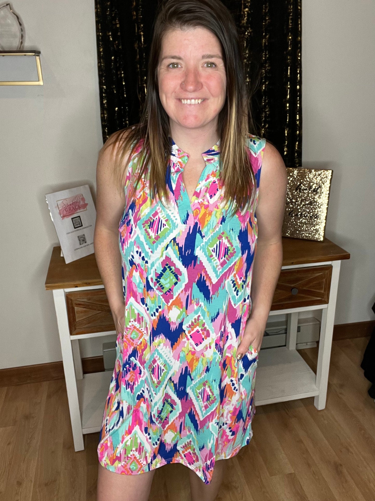 Lizzy Mandarin Neck Line Dress *Final Sale*