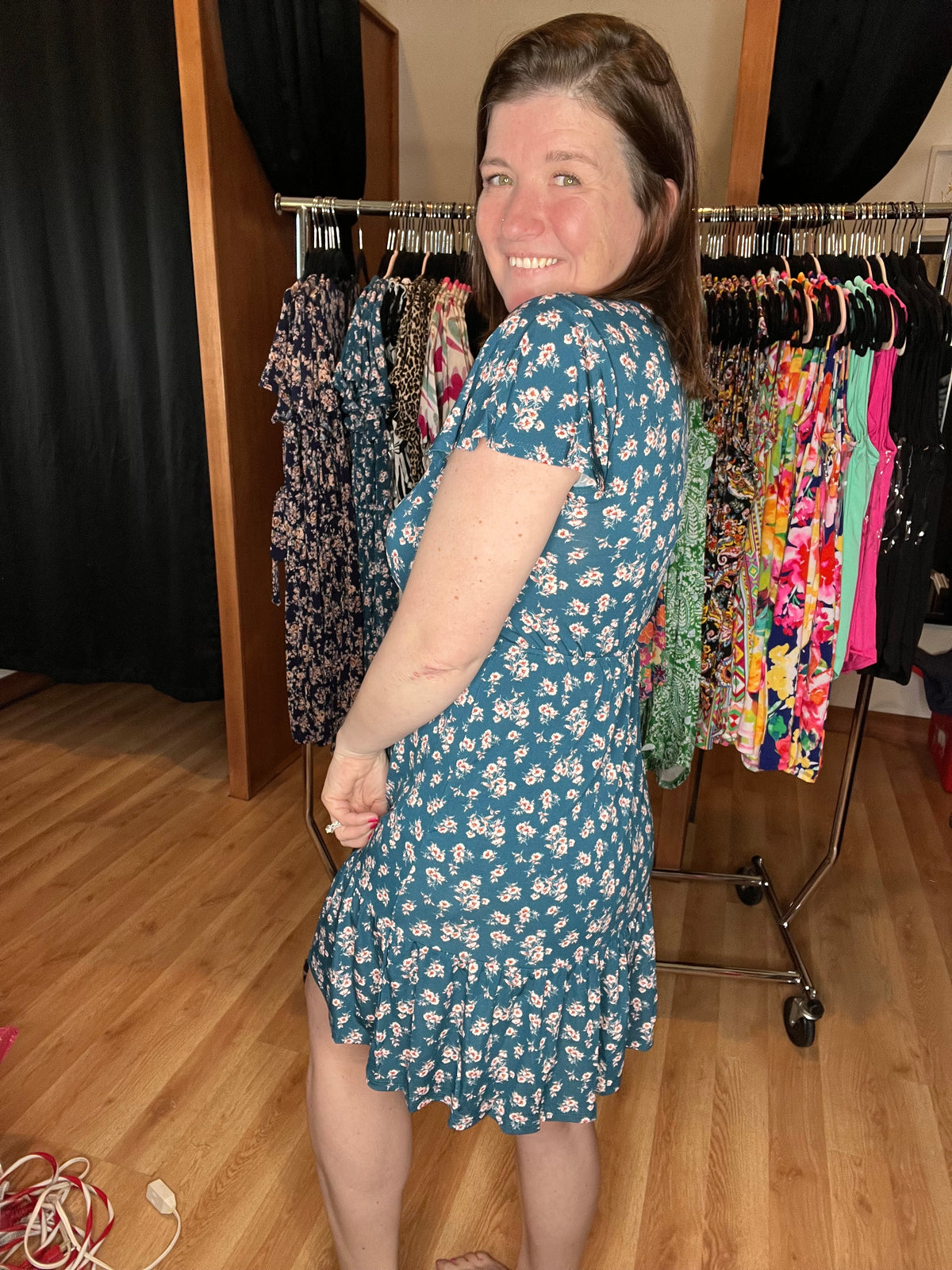 Sage Blossom Button Dress