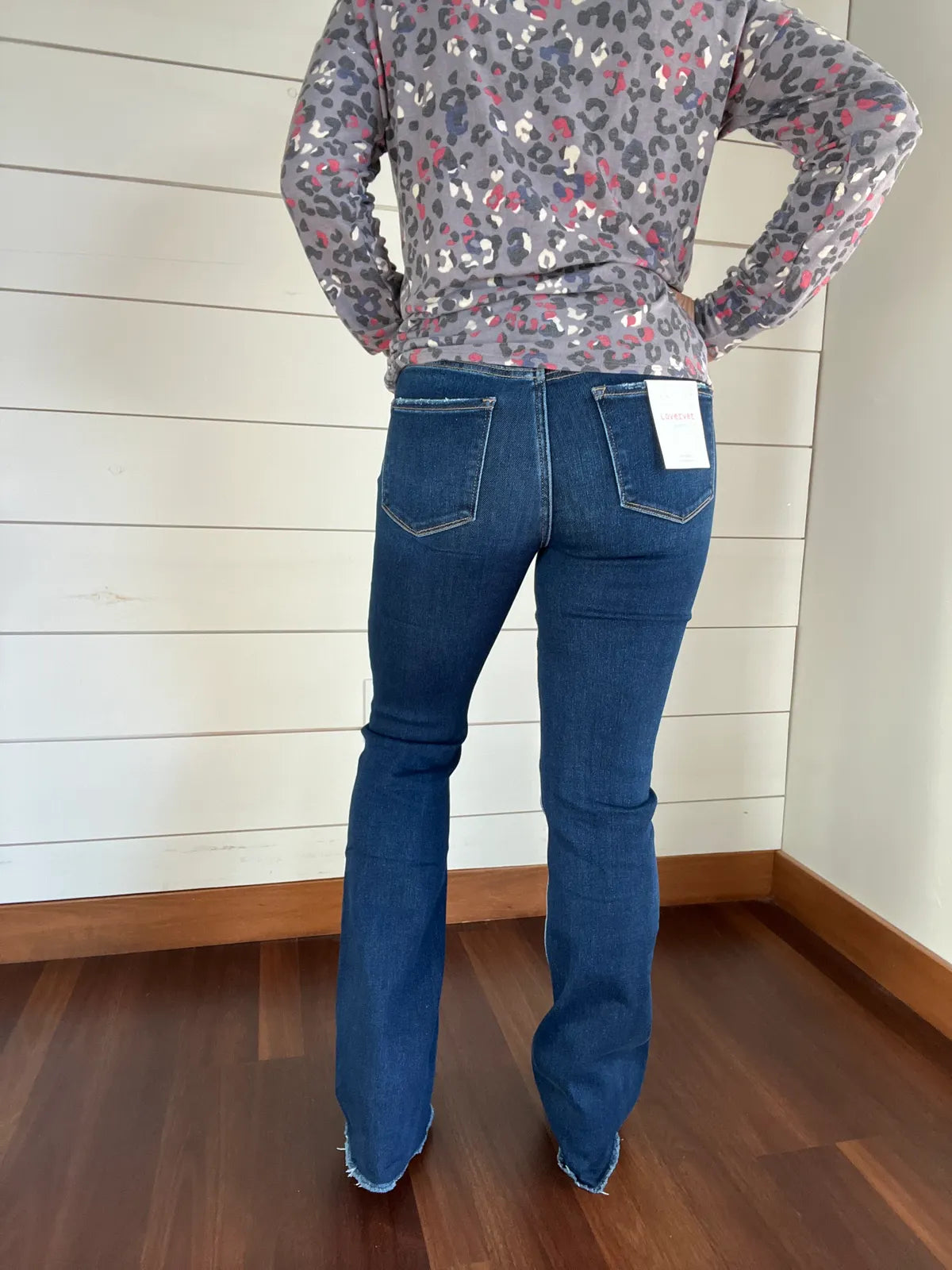 Vervet High Rise Raw Hem Bootcut Medium/Dark Denim