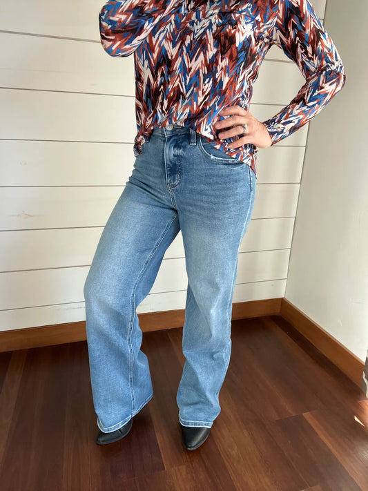 Tummy Control Super High Rise Baggy Wide Jeans