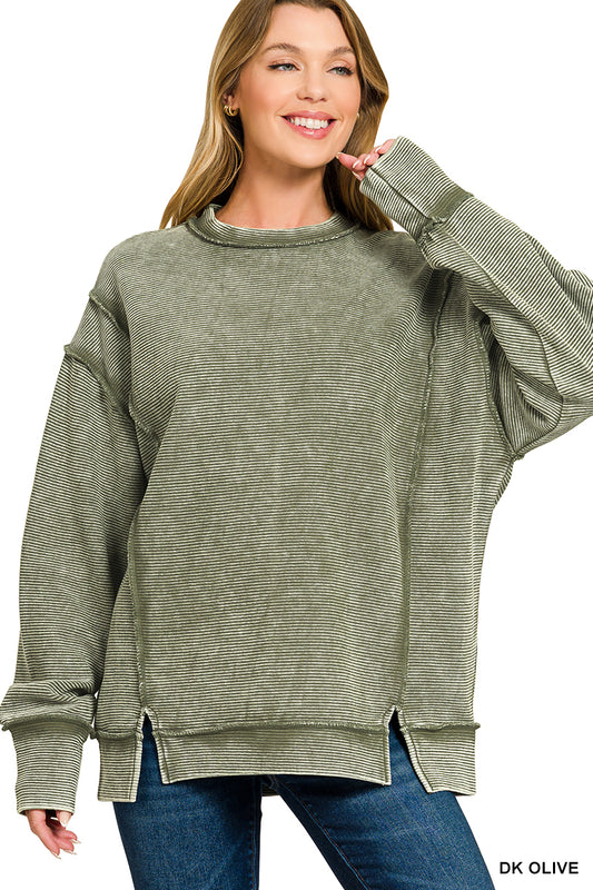 Vintage Wash Ribbed Pullover