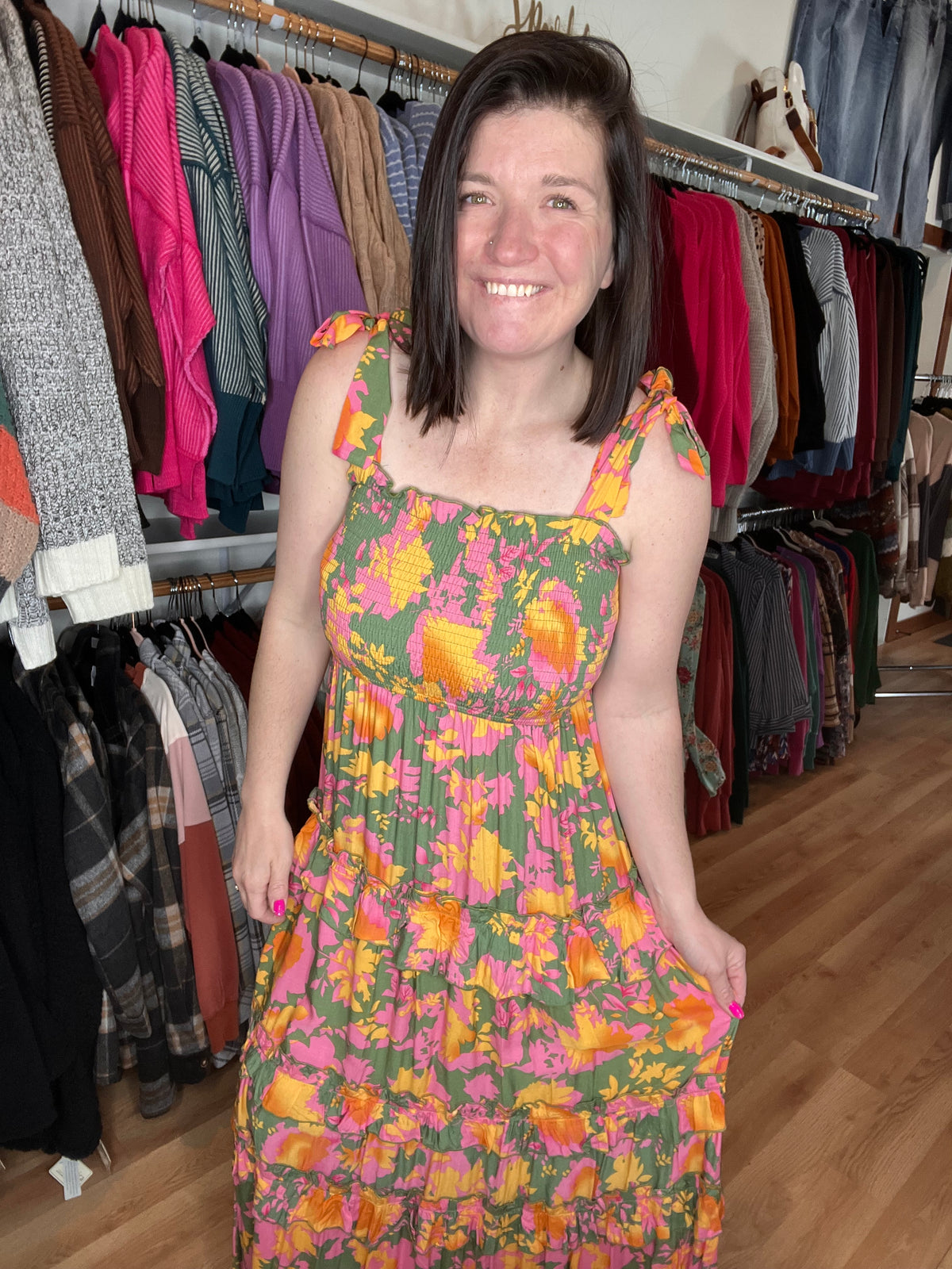 Floral Smocked Tie Shoulder Maxi Dress *Final Sale*