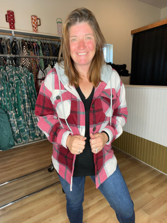 Hooded Plaid Shacket