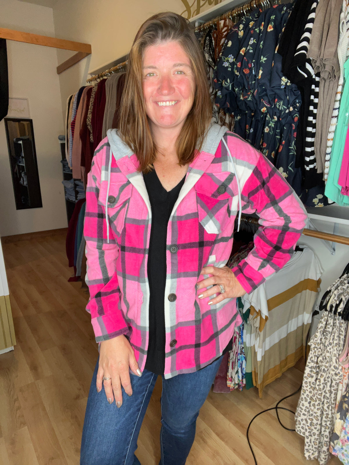 Hooded Plaid Shacket