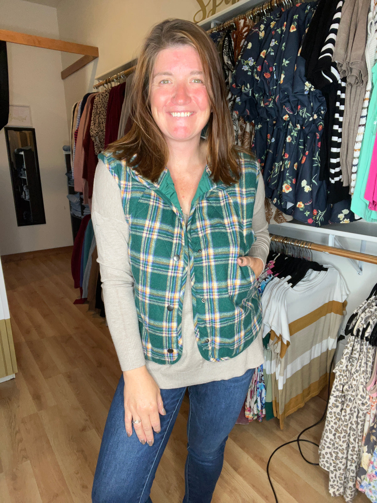 Fireside Quilted Plaid Puffer Vest