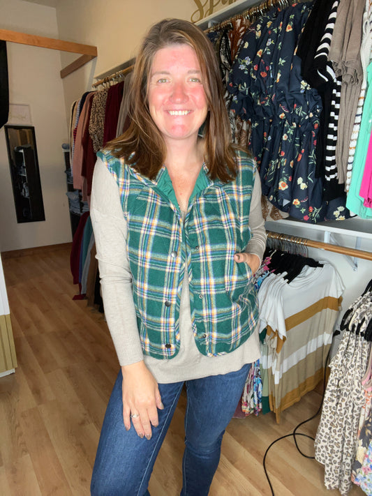 Fireside Quilted Plaid Puffer Vest
