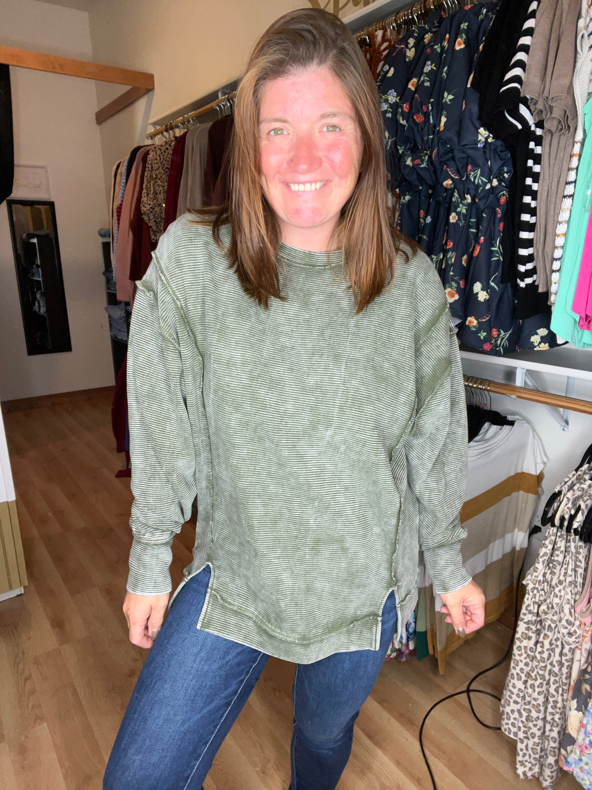 Vintage Wash Ribbed Pullover
