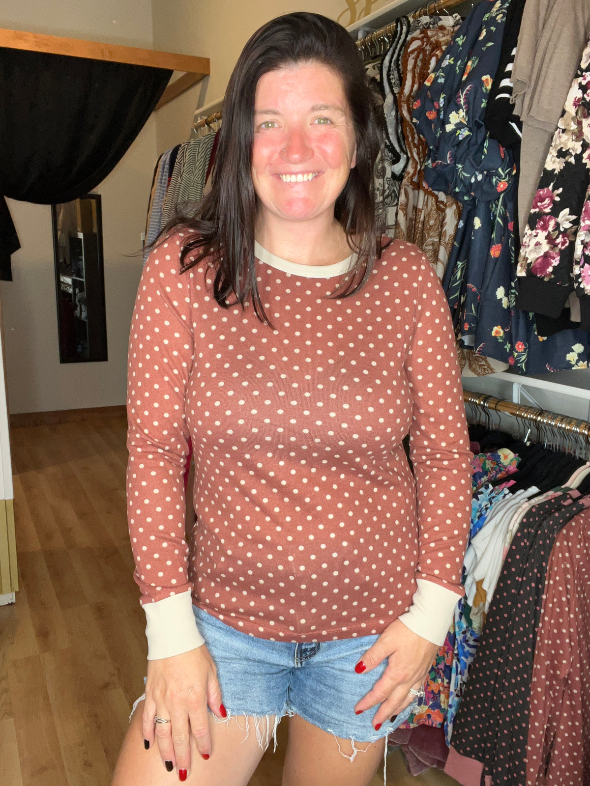Polka Dot Contrast Trim