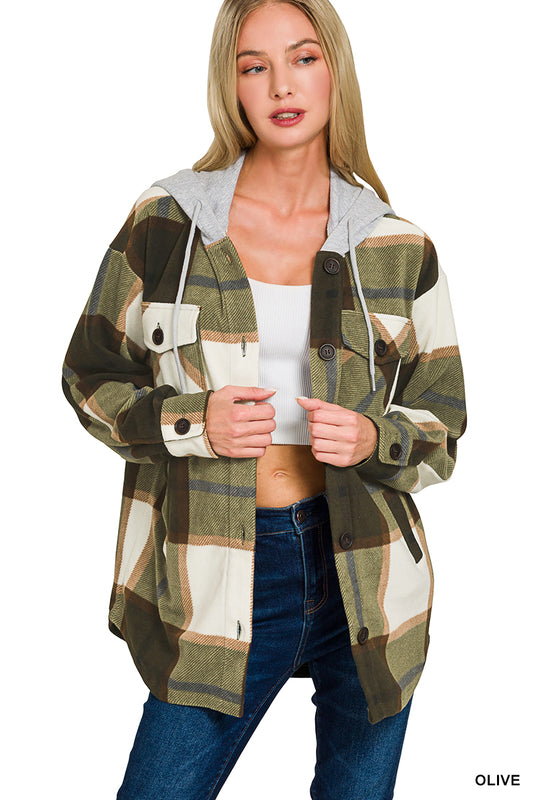 Hooded Plaid Shacket