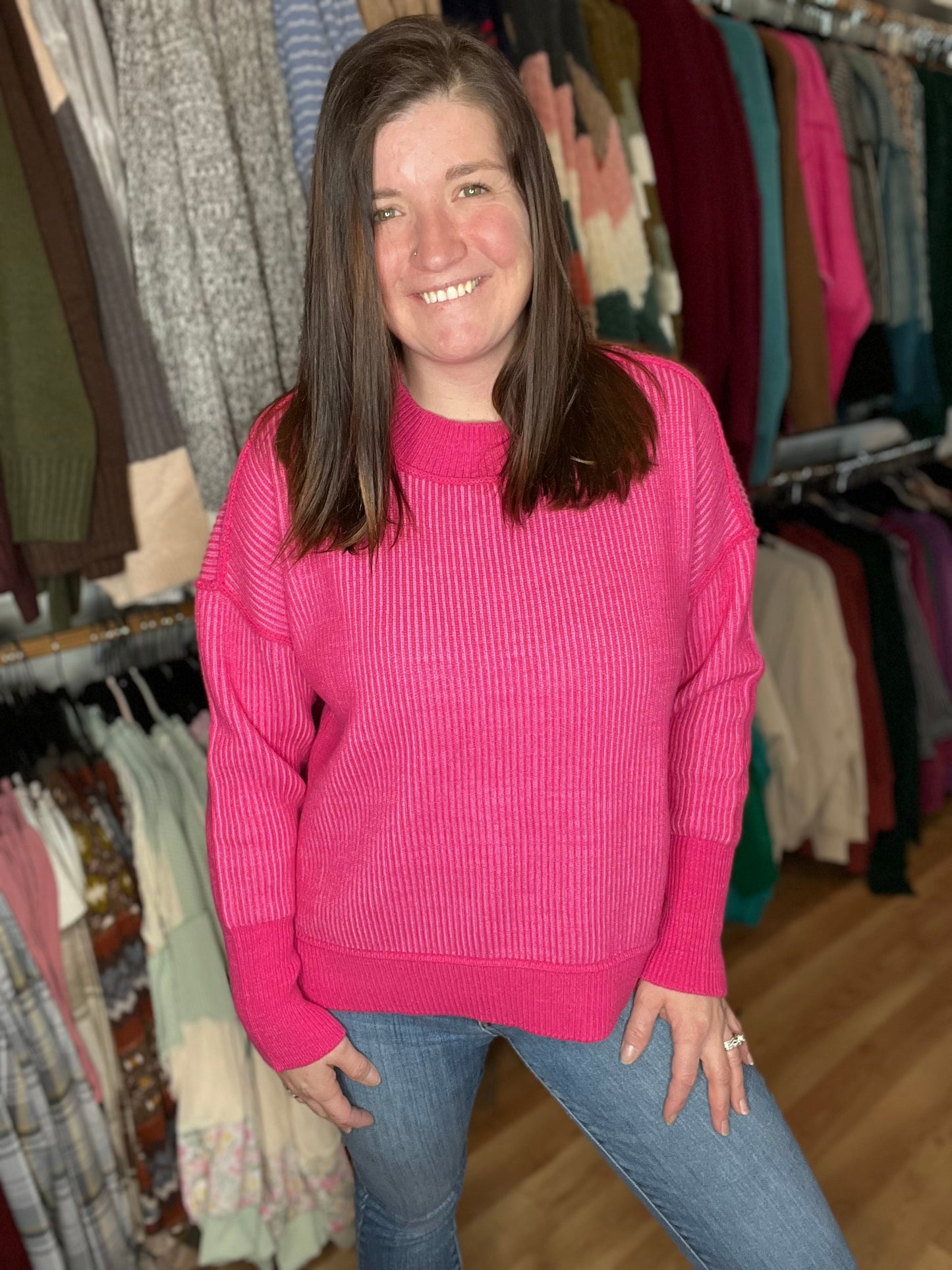 Exposed Seam Two Tone Sweater *Final Sale*