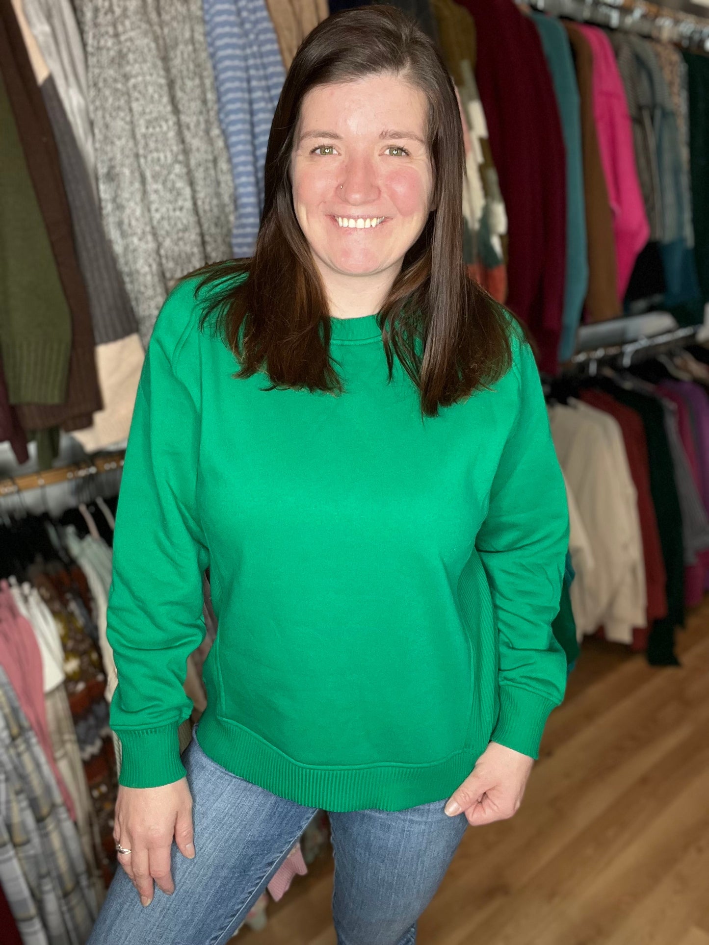 Fleece Ribbed Side Raglan Sweatshirt *Final Sale*