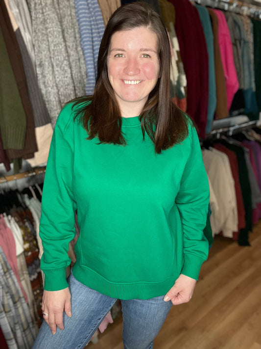 Fleece Ribbed Side Raglan Sweatshirt *Final Sale*