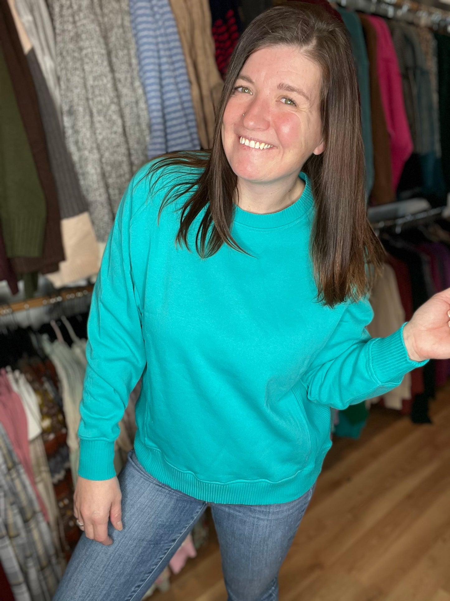 Fleece Ribbed Side Raglan Sweatshirt *Final Sale*