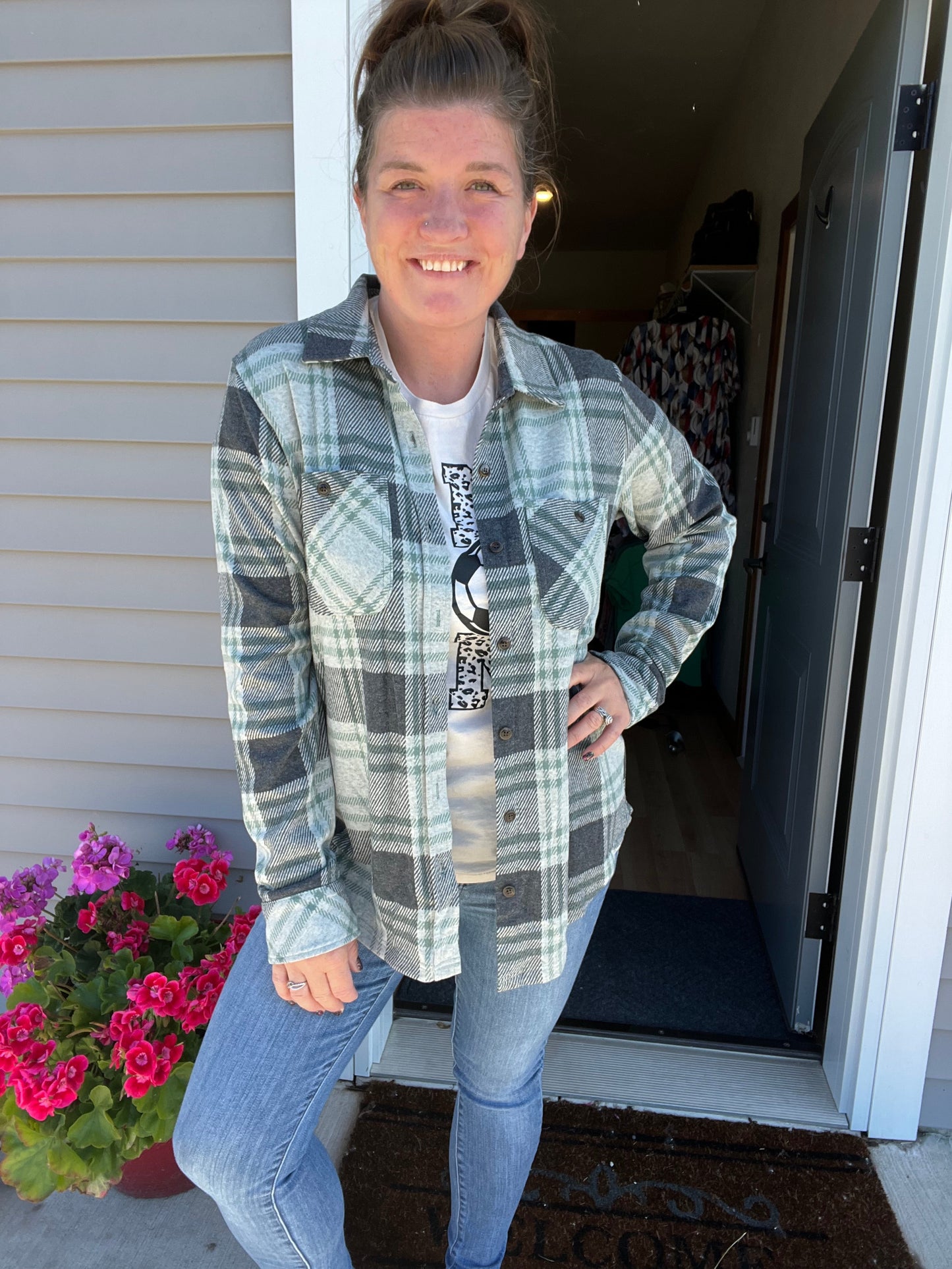 Brea Plaid Button Up Top *Final Sale*