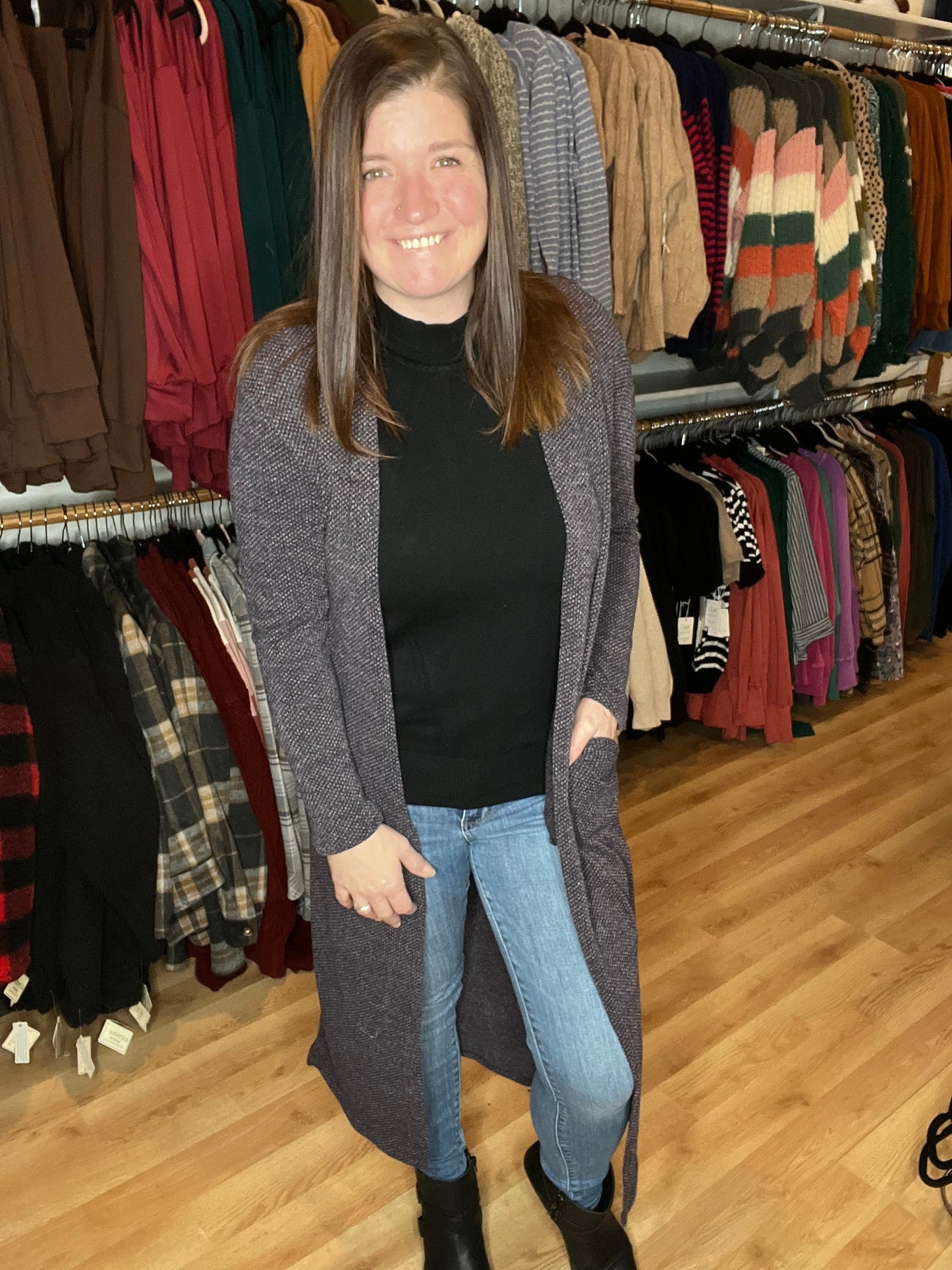 Long Sleeve Two Tone Hacci Duster Cardigan *Final Sale*