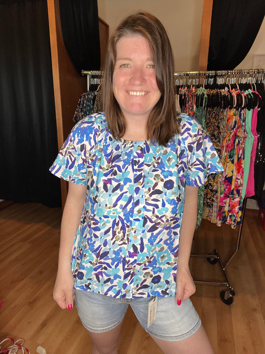 Coastal Breeze Flutter Sleeve Top