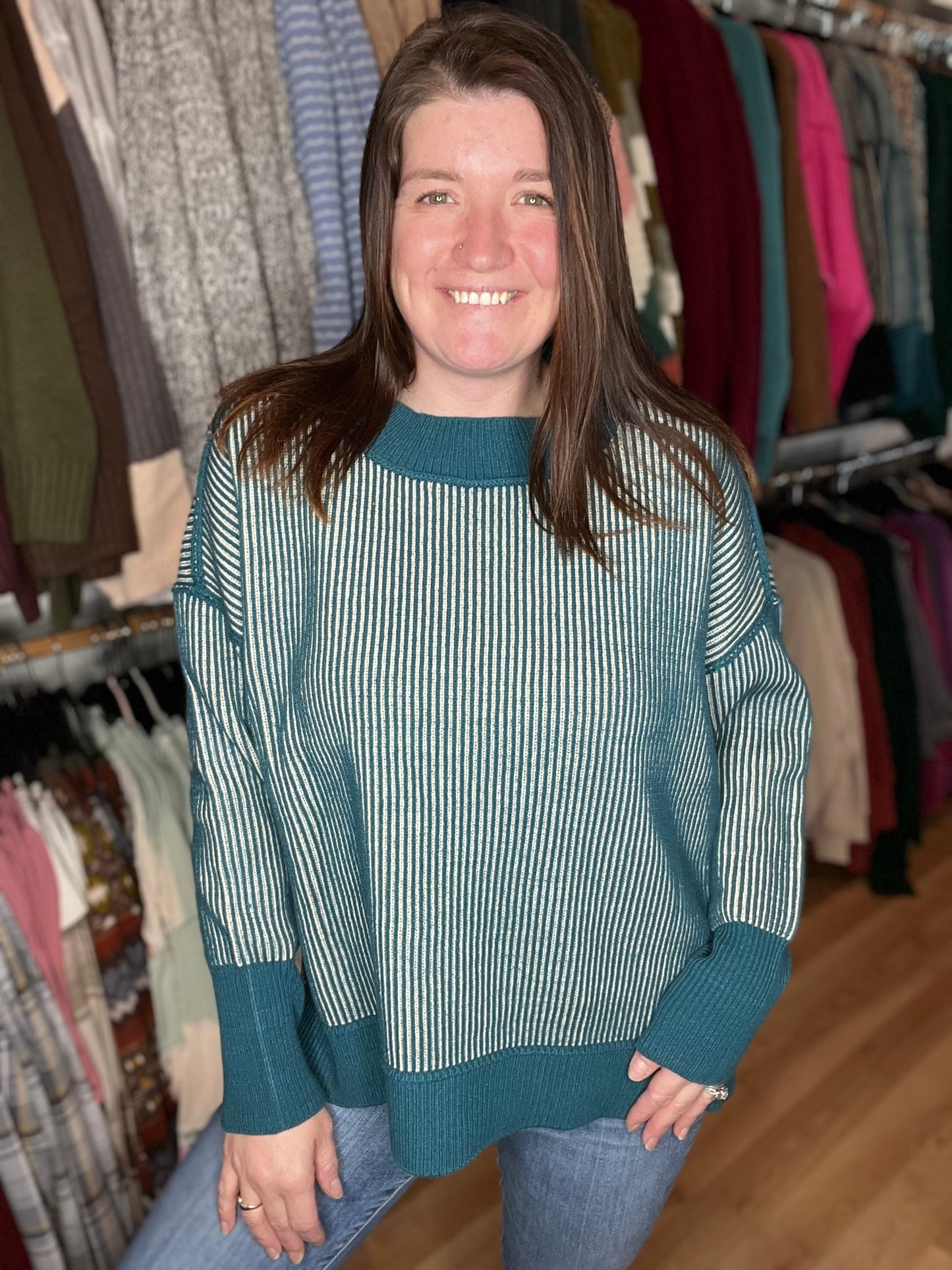 Exposed Seam Two Tone Sweater *Final Sale*