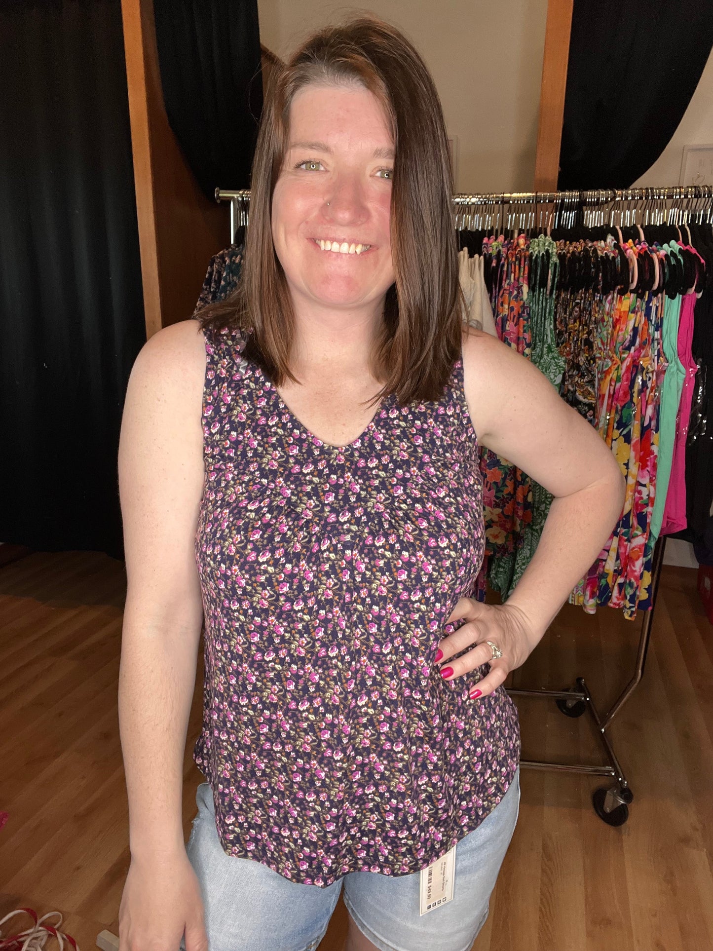Berry Blossom Gathered Tank