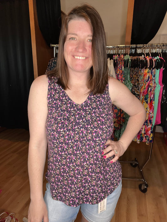 Berry Blossom Gathered Tank