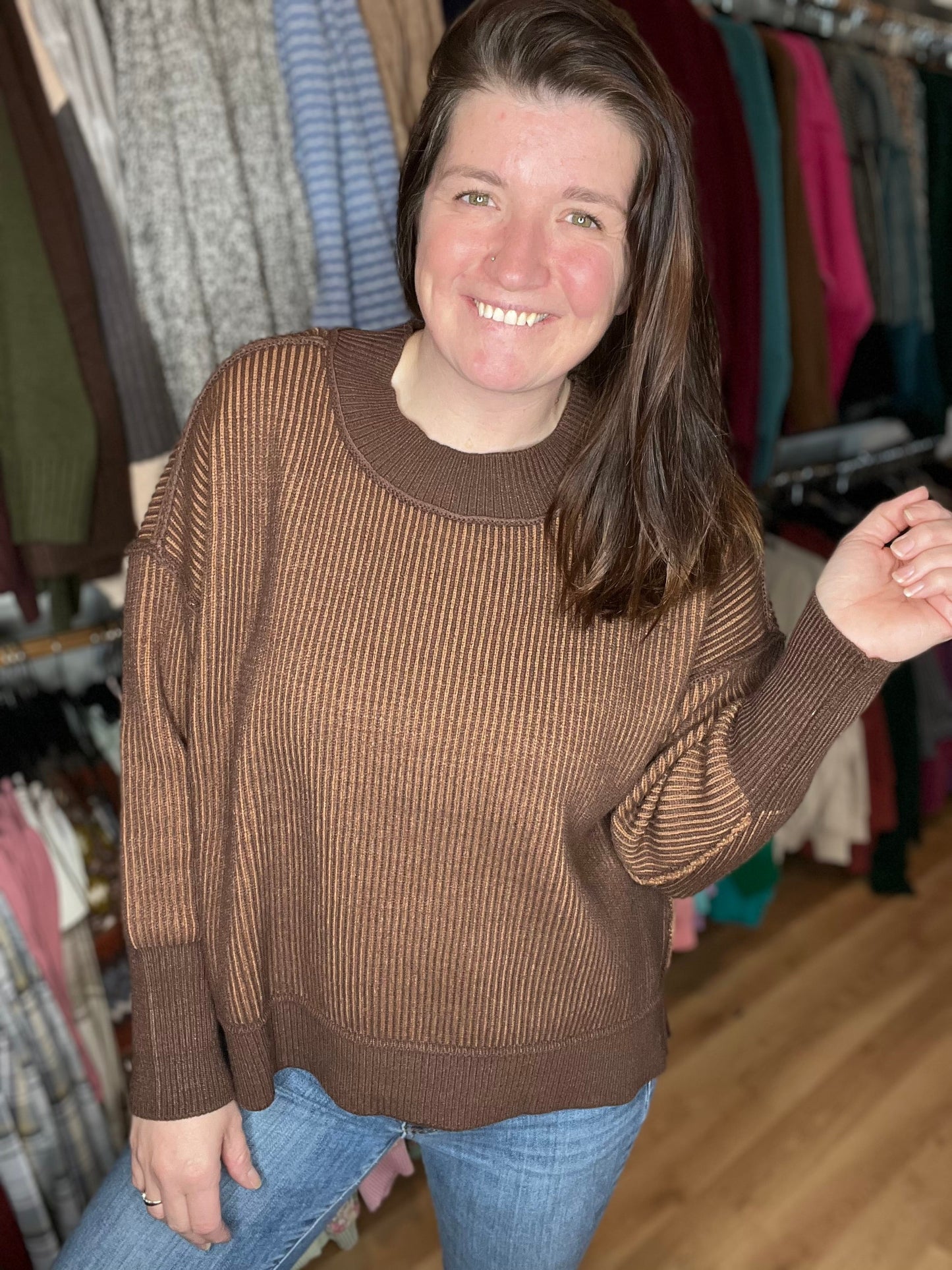 Exposed Seam Two Tone Sweater *Final Sale*